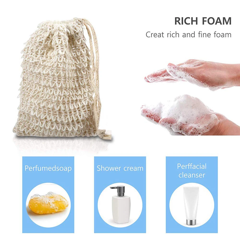 10/5/2pcs Handmade Foaming Net Soap Bag Natural Cotton And Linen Foaming Net Mesh Bags Anti-slip Bath Brushes Bathroom Products