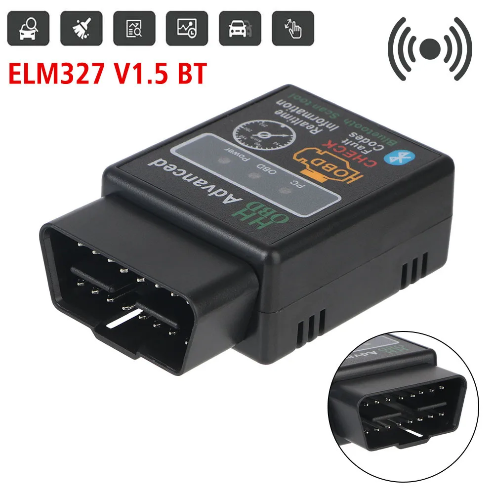 ELM327 Bluetooth V1.5 Detector OBD2 Interface Adapter Car Diagnostic Tool Car Diagnostic Scanner Code Reader For IOS/Android