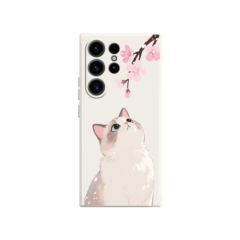 Katzen- und Kirschblüten-Handyhülle für Samsung Galaxy S25 S24 Ultra S23 S22 S21 S20 FE Plus, weiche TPU-Schutzhülle – Detail 11