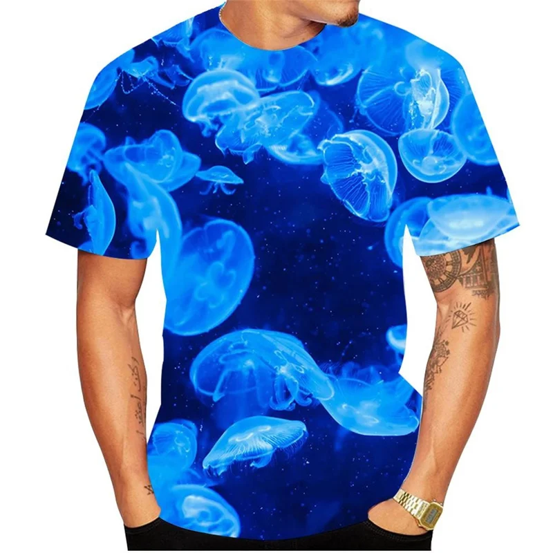 Luminescent Jellyfish T Shirt 3D Print Animal Graphic Men Streetwear Short Sleeve Tops Fashion Harajuku Women Kids Summer Tees