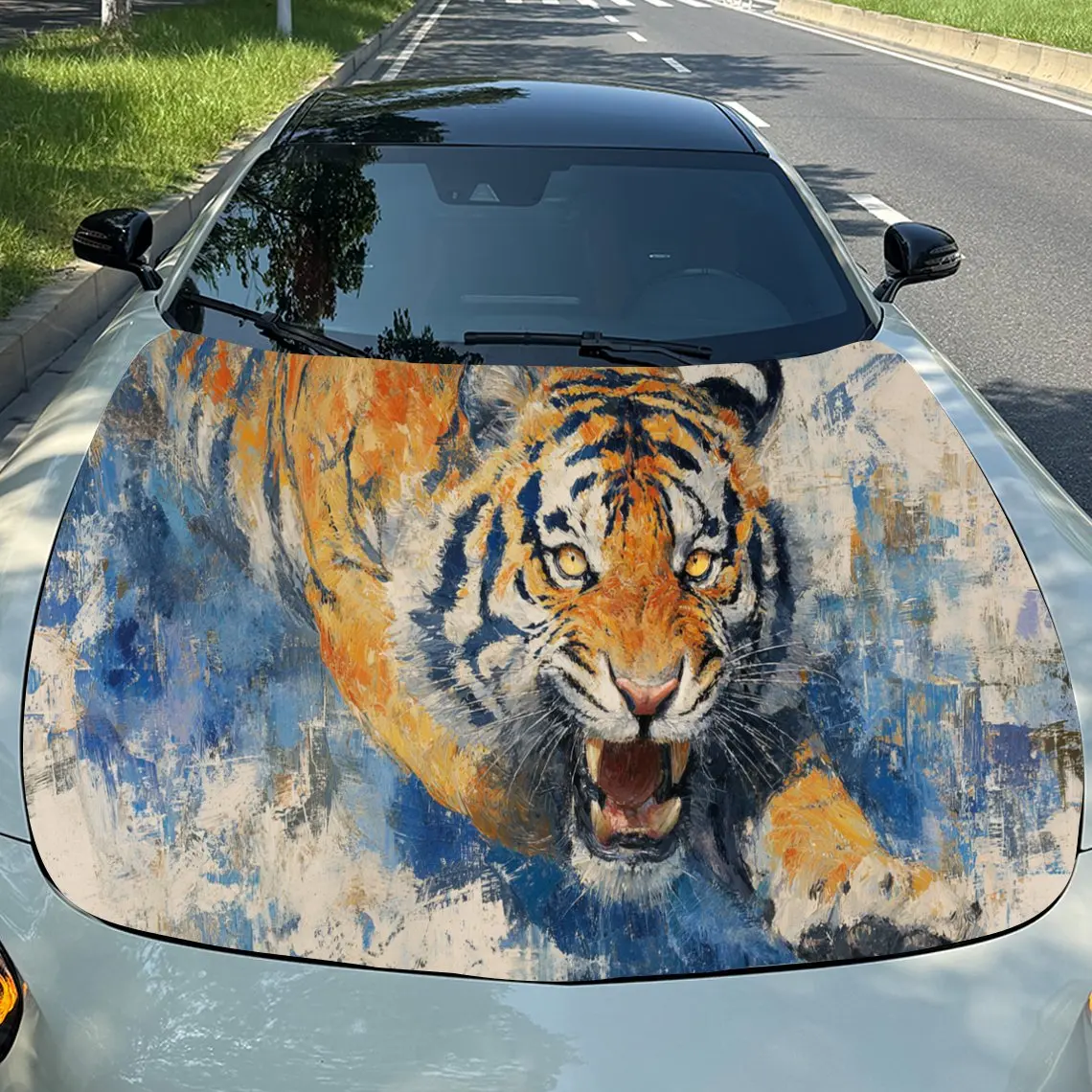 

Наклейки на капот автомобиля захватывающего тигра — самоклеящаяся, водонепроницаемая и прочная виниловая пленка, украшение и защита вашего автомобиля — подарок F