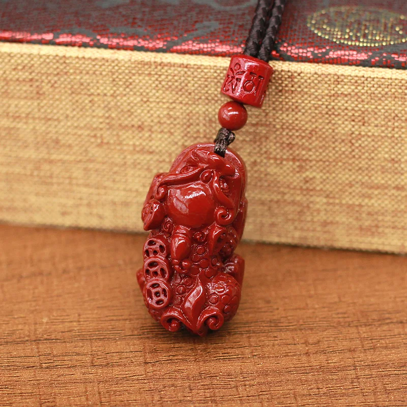 Natural high-content cinnabar sand lucky pendant for men  women hangs purple sand neck necklace of the animal year.