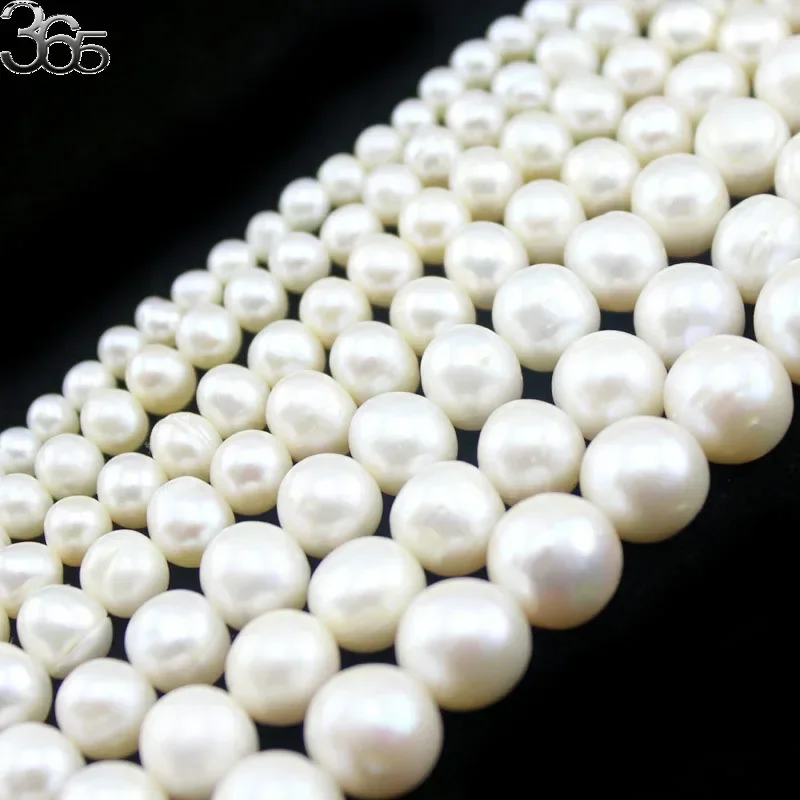 SR A Grade 4mm-12mm 100% Real Natural Round White Real Genuine Freshwater Pearl Jewelry Making Beads Strand 15