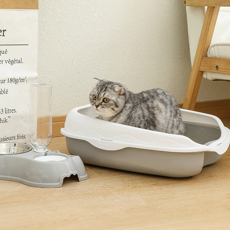 Caixa de Areia Semi-fechada Anti-respingo para Gatos, Grande, Suprimentos de Limpeza para Gatos, Tigela Grande para Fezes de Gato, Artigos para Animais de Estimação