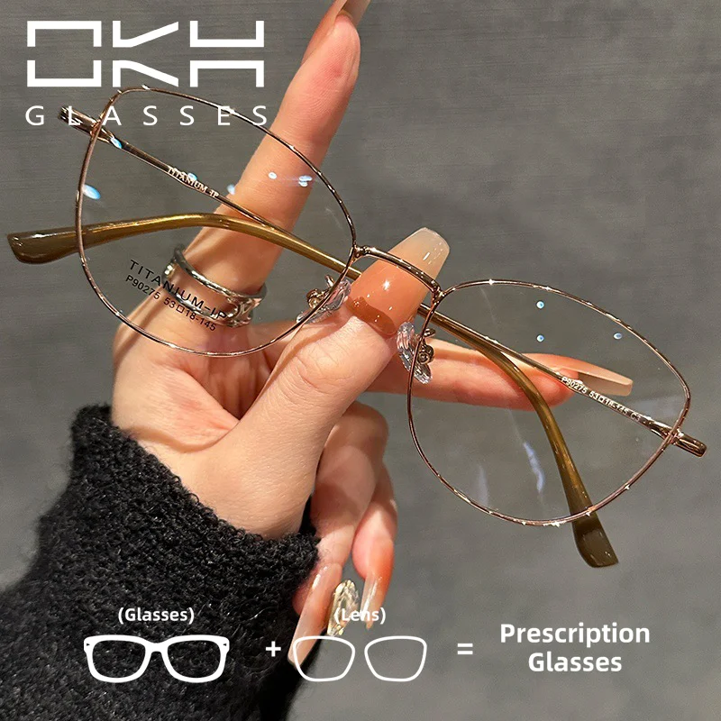

OKH Light Temperament Titanium Frame Myopia Glasses Frame Female Prescription Eyeglasses Reading