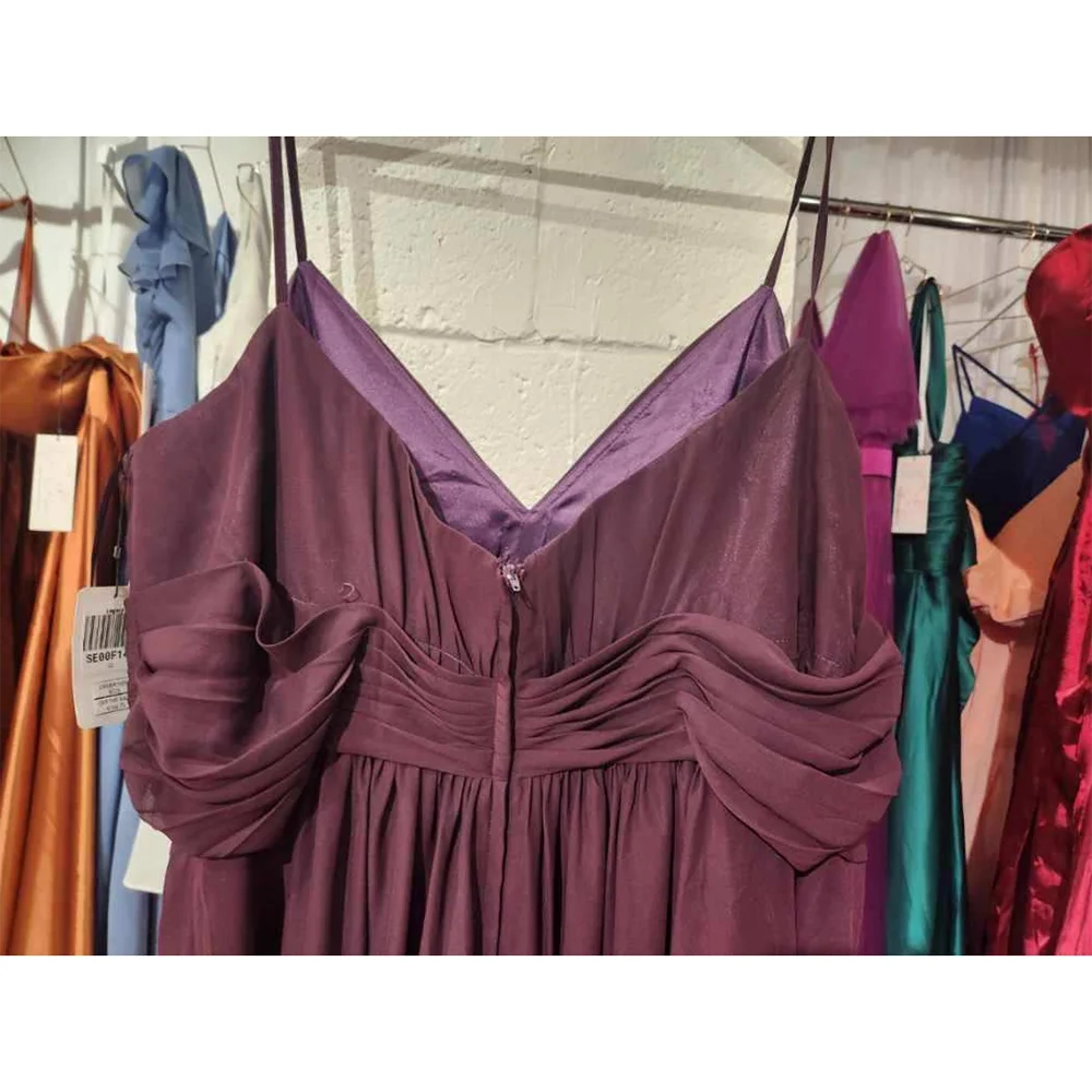 Spaghetti Strap Bridesmaid Dress Customized Sexy V-Neck Sleeveless A Line Bridesmaid Gown Women's Formal Evening Dresses Long