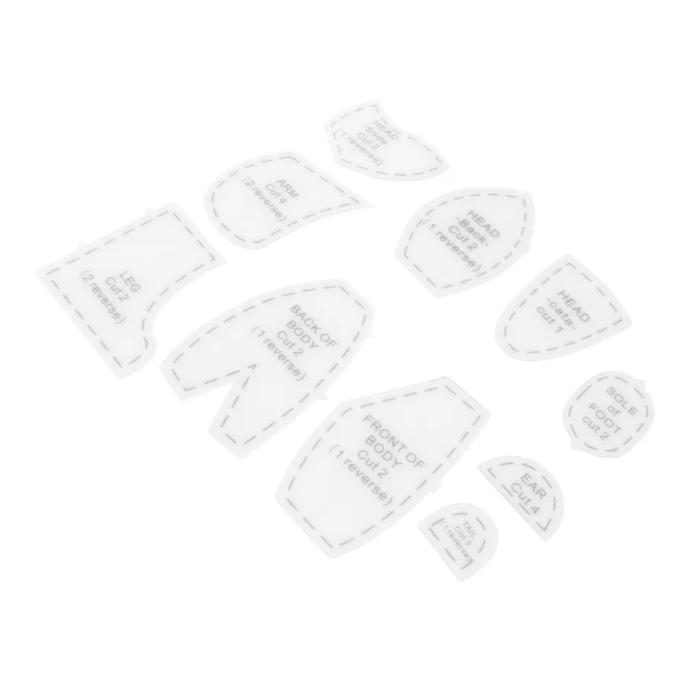 10pcs For Beginners Acrylic Memory Bear Template Ruler Reusable Sewing Pattern Set Quilting Template Tools Making