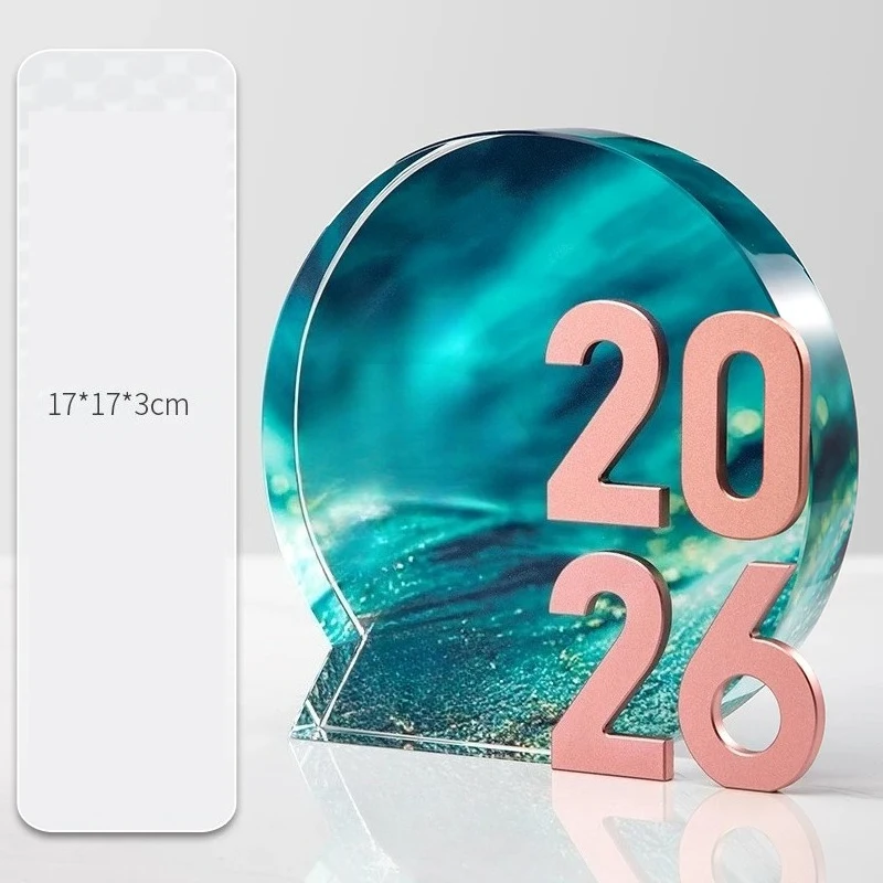 Customized Color Printed Crystal Trophy, High-End Metal Medal, Outstanding Employee Award, Commemorative, Decorations, 2026, 1Pc