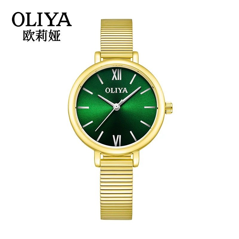 Reloj de cuarzo de estilo de lujo para mujer, reloj de pulsera de metal completo, esfera simple de moda, reloj de mujer