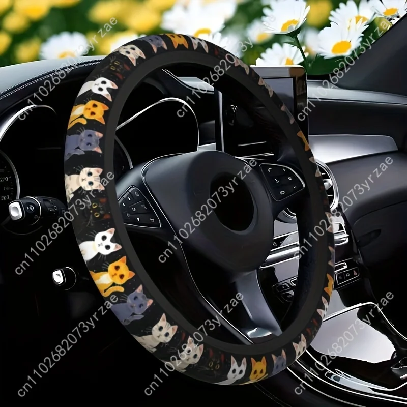 

Cute Cat Car Steering Wheels Cover Universal Type Environmental Friendly Comfortablenon-slip Breathable Steering Wheel Wrap