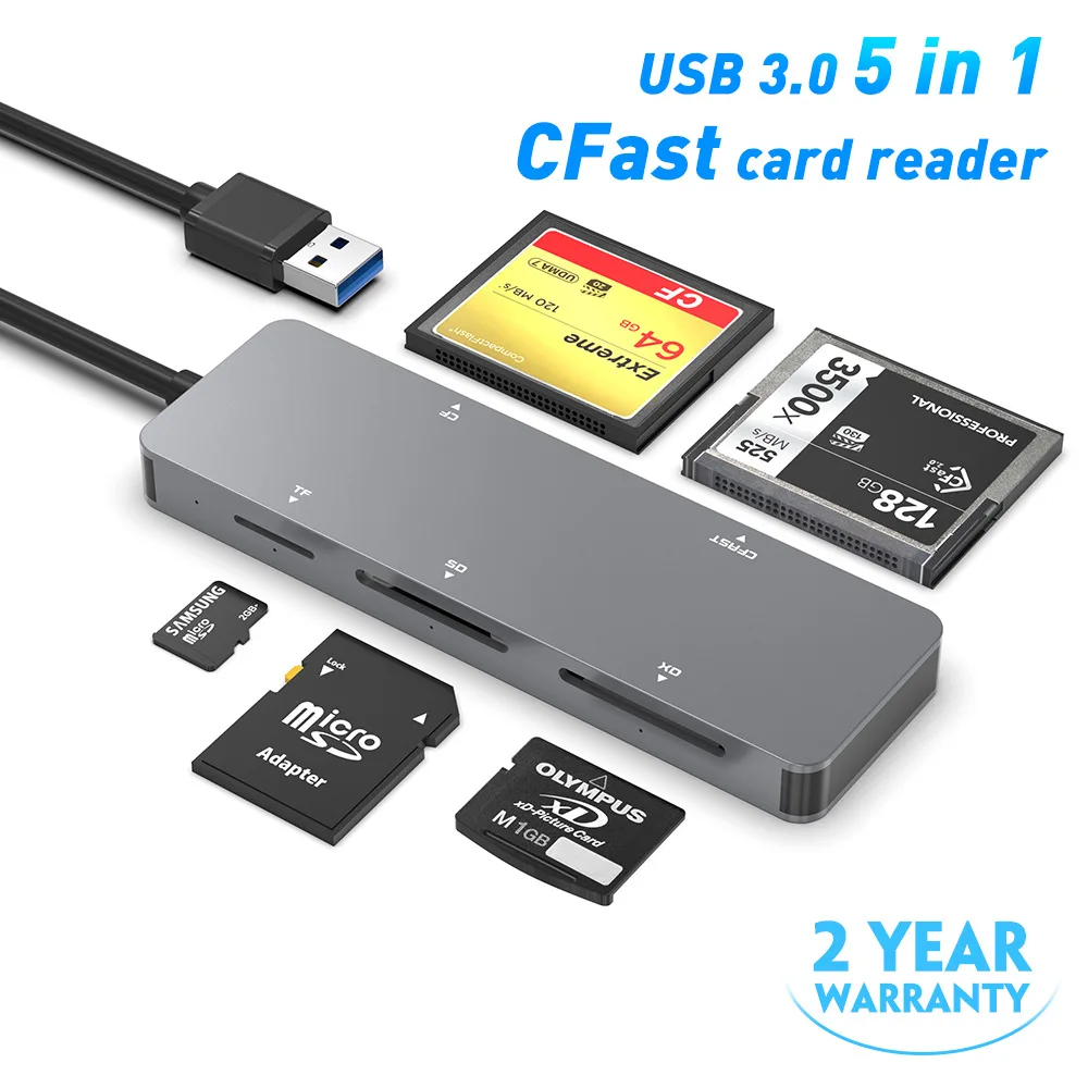 AJIUYU Type c USB C Card Reader USB 3.0 XD SD TF CF CFast Hub Camera Memory 5Gbps high speed Multifunctional For Mac OS Windows