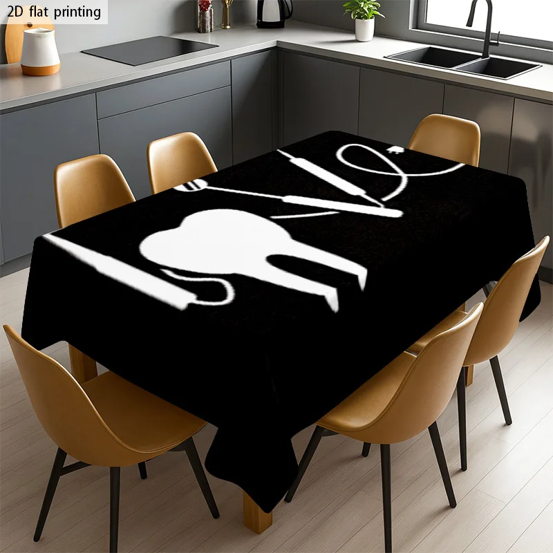 Waterproof Tablecloth Black Print Medical Drawing Design for Dining Room Home Decor Table Cover