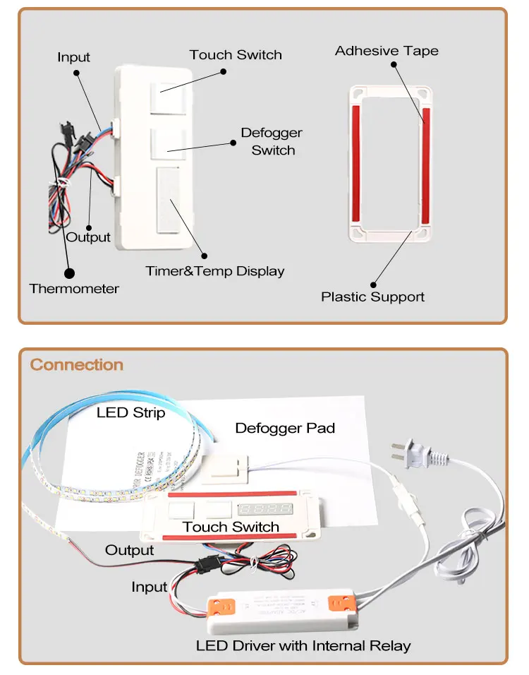 Doppeltouch-Tastensensor Kapazitiver Berührungsschalter 5A Touch-Sensor-Lichtschalter mit Digitaluhr und Temperaturanzeige – Detail 4