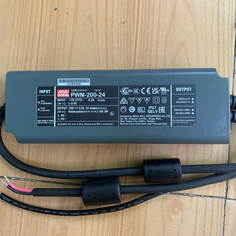 يعني حسنا LED تحويل التيار الكهربائي PWM-200-12/24/36/48 فولت 200 واط PWM الناتج DA2 يعتم IP67