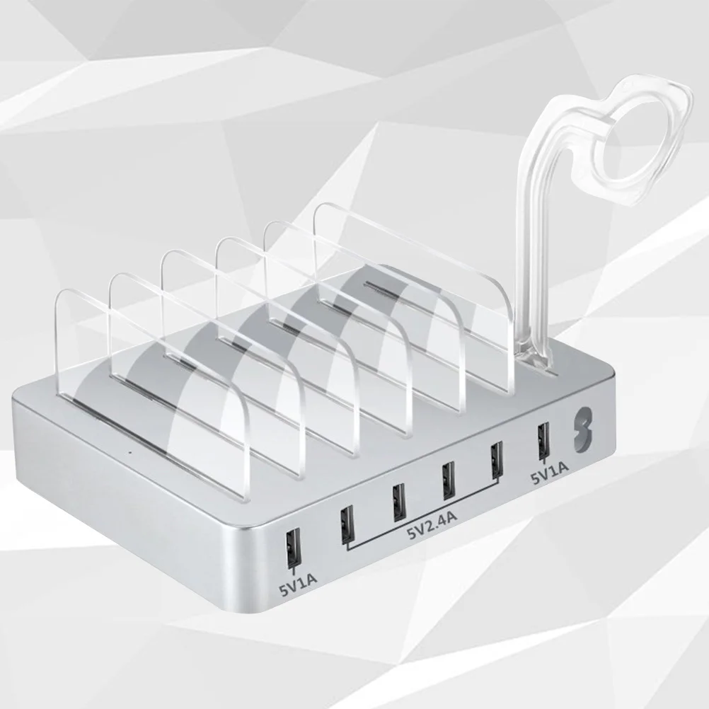 

Multi-Port USB 6- Charging Station Detachable Transparent Bracket Multi-Device Docking Hub Fast Charging