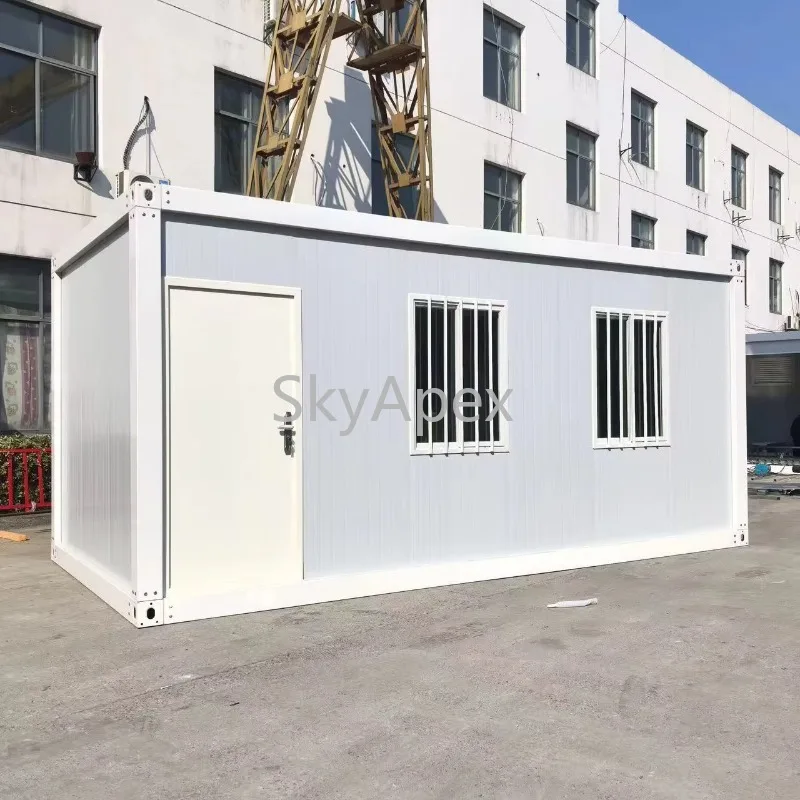 20-Foot Steel Mobile Modular Homes Prefabricated Tiny Office Container House Flat Pack Detachable for Shipping Hotels Apartments