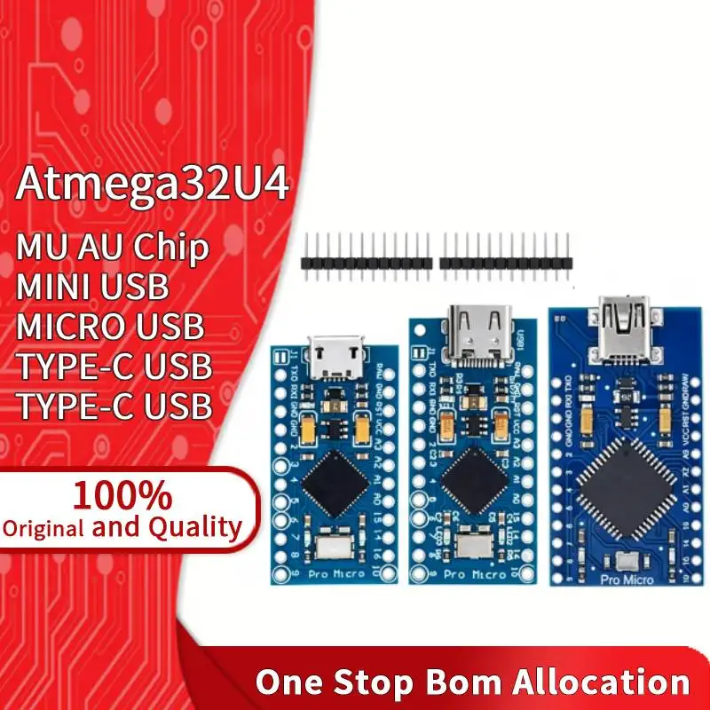 Atmega32U4 MU AU MICRO USB TYPE-C USB MINI USB AVR 8-Bit 16MHz 2.5KB SRAM Native HID Keyboard Mouse Development IC Board