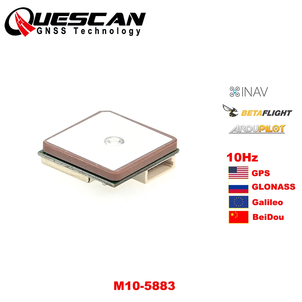 QUESCAN 18mm 10Hz Drone FPV M10 GPS Module with Compass for Drone Betaflight INAV BF F4F7H7 GPS GLONASS Galileo BeiDou Receiver