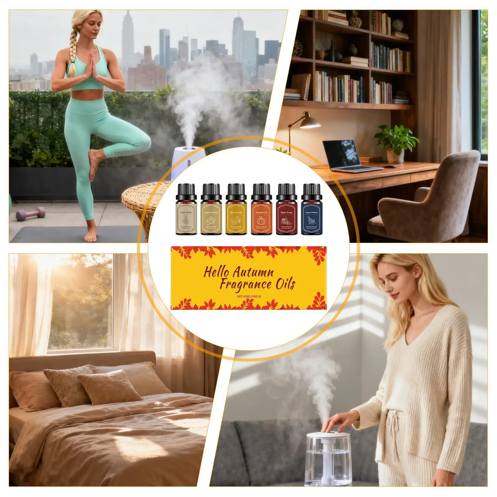 10ml Fall Scents For Candle Making 6pcs Cozy Fragrance Autumn Scented Diffuser Oils Set For Air Purifier Candle Making Living