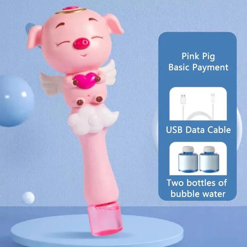 Cartoon Kleine Schapen Handheld Bubble Machine Volledig Automatisch Met Lichte Muziek Lichtgevende Magic Stick Bubble Kinderen Speelgoed