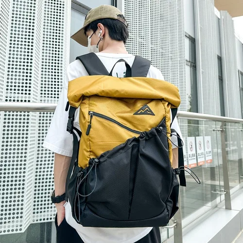 Mochila de alta gama con tapa enrollable, bolsa de equipaje deportiva de viaje con personalidad a la moda, mochila para ordenador, bolsa para estudiantes universitarios