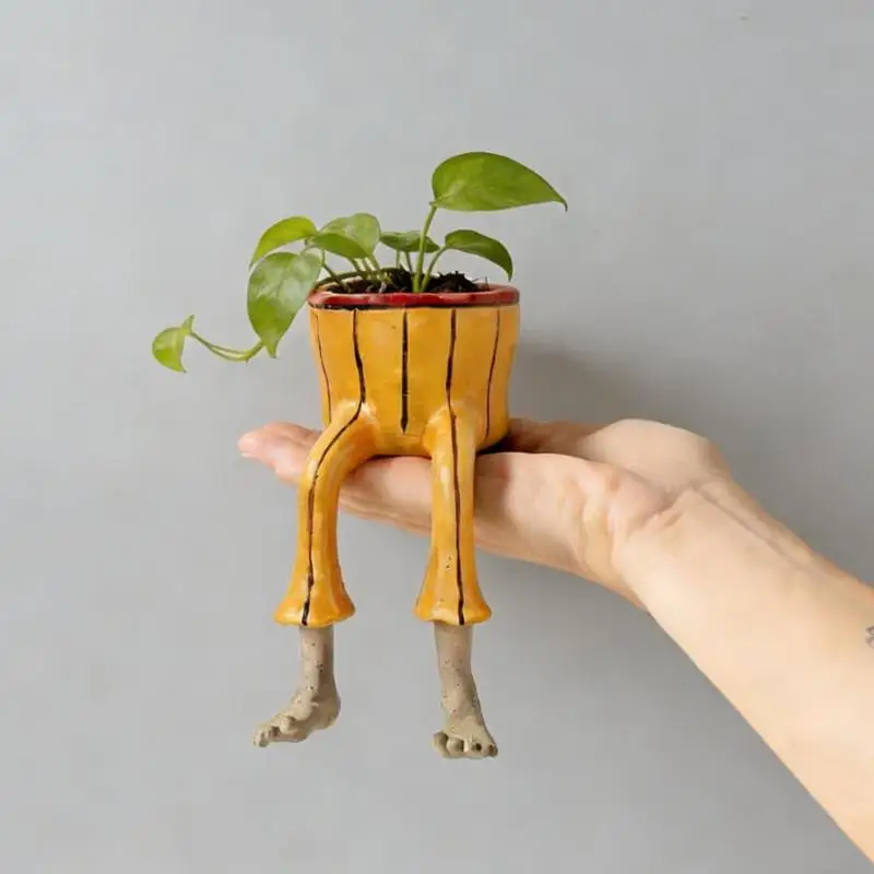 Maceta Creativa de Resina con Forma de Pierna para Suculentas, Decoración para el Hogar