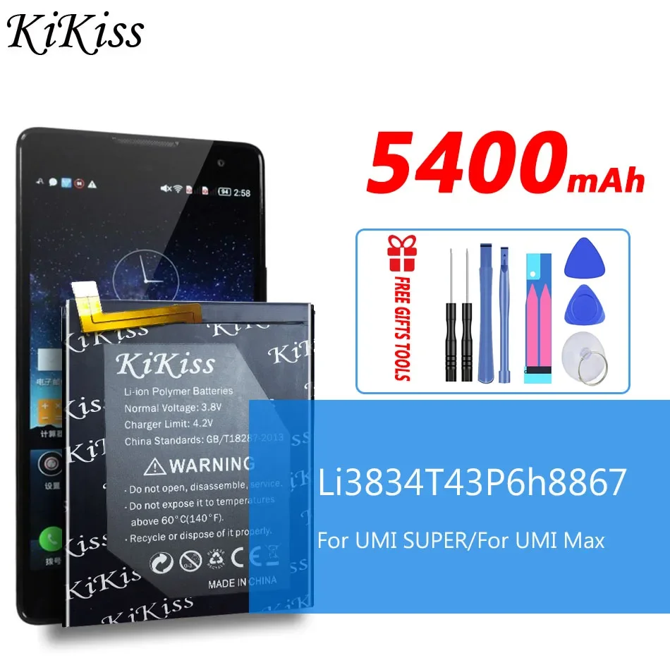 Прочный аккумулятор KiKiss 5400 мАч для UMI SUPER/аккумуляторов UMI Max Li3834T43P6h8867
