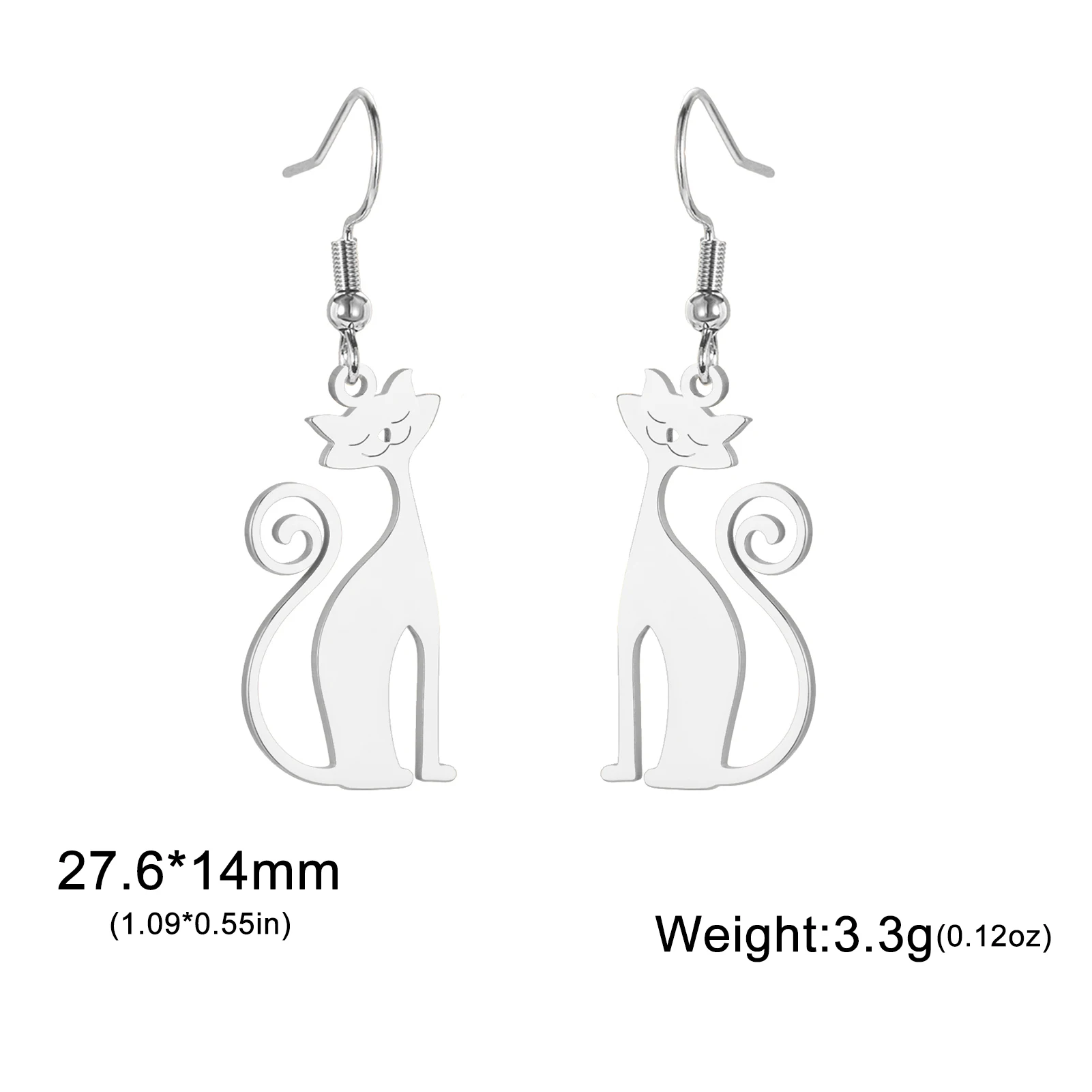 Unift Sassy Kitten Cat Charms Earrings for Women Stainless Steel Dangle Earring Lovely Jewelry Ear Piercing Pet Lover Gift image 3