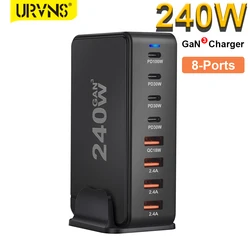 URVNS 240W USB C Charger GaN 8-Port Desktop Charging Station 100W USB-C Laptop Charger for MacBook Pro iPhone 15/14/13 Samsung