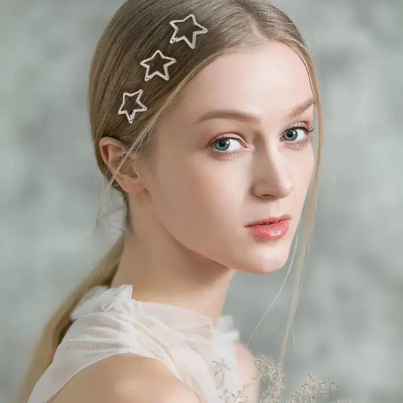 10Pcs Silver Star Hair Clips Set Y2K Hollow Star Metal Hair Barrettes Cute Mini Star Hair Pins Women Girls Fashion Hair Accessories for Daily Party