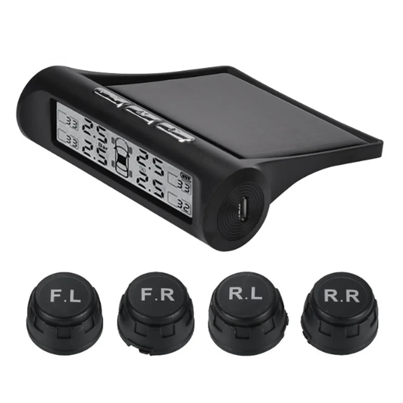 ABNF! 자동차 외부 타이어 압력 센서 태양 광 발전 TPMS 타이어 압력 모니터링 시스템 타이어 압력 알람 디지털 디스플레이