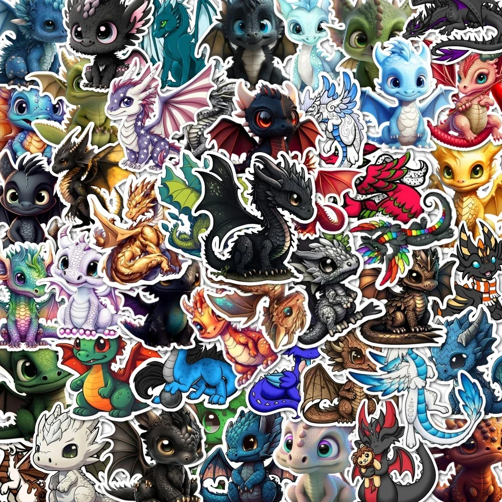 48pcs Cool dragon sticker self-paste can be used for desktop, wall, mobile phone case and other decorations, surprise gifts