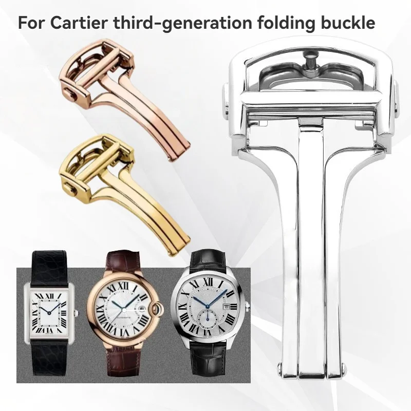 14 مللي متر 16 مللي متر 18 مللي متر للطي مشبك ل كارتييه جديد مشبك ساعة الفولاذ المقاوم للصدأ حزام من الجلد مشبك باشا الأزرق بالون سانتوس المشبك #1
