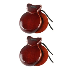 2Pcs Traditional Castanet Wood Spanish Castanets Flamenco Dance Castanets With String Hand Clapper Orff Music Instrument