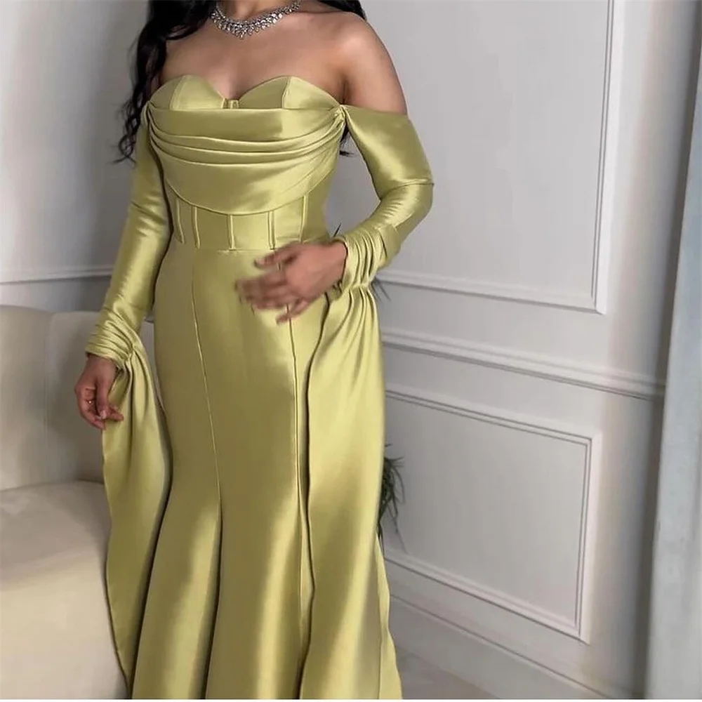 Customized Formal Dress Saudi Arabia Dearin Off-the-shoulder Mermaid Floor Length Skirts Draped Bespoke Occasion Dresses Evening