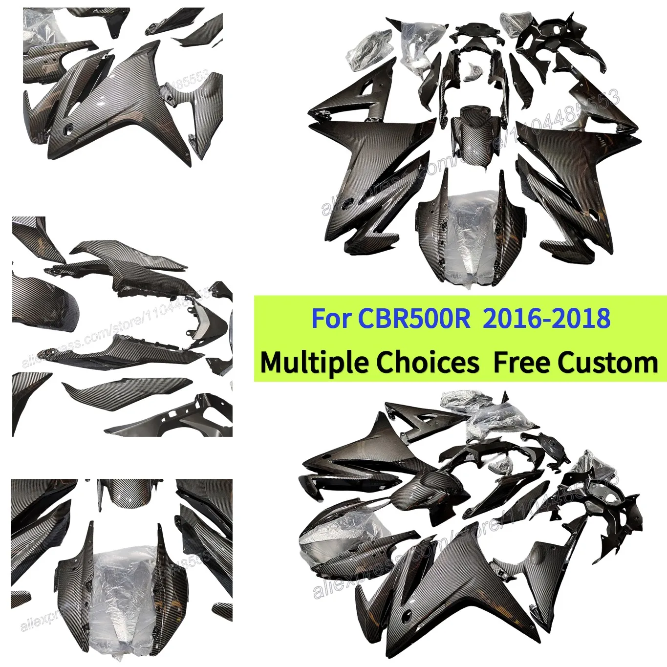 

Carbon Fibre Black Bodywork set For HONDA CBR500R 2017 2018 CBR 500R 2016 Full Fairings | Twill glossy