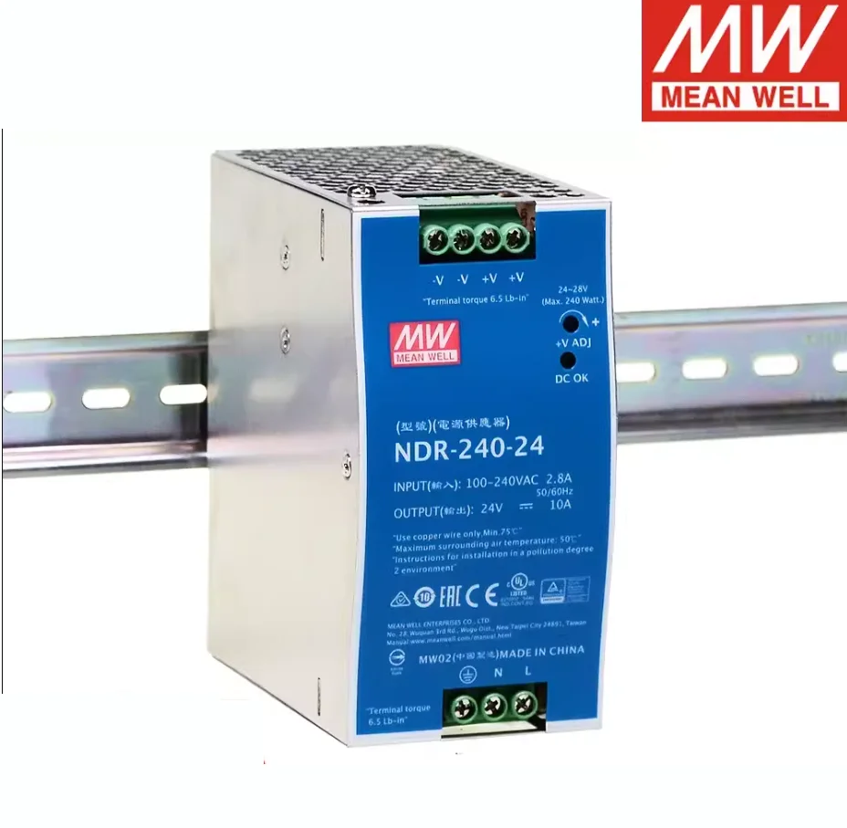 meanwell power supply NDR-240 NDR-240-24  24V10A NDR-240-48  48V5A 240W Single Output Industrial DIN RAIL