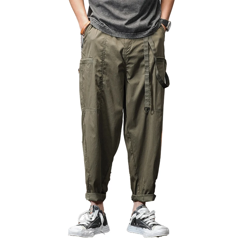 

High-end men's summer thin section wide-legged casual pants loose straight gang handsome work pants tide ice pants men's pants