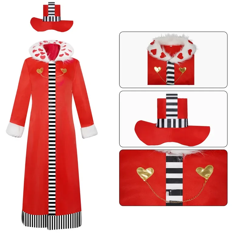 Valentino Anime Hazbin Cosplay Costume Hotel Long Red Coat Hat Gloves Full Set Adult Men Women Halloween Party Disguise Outfi*.1