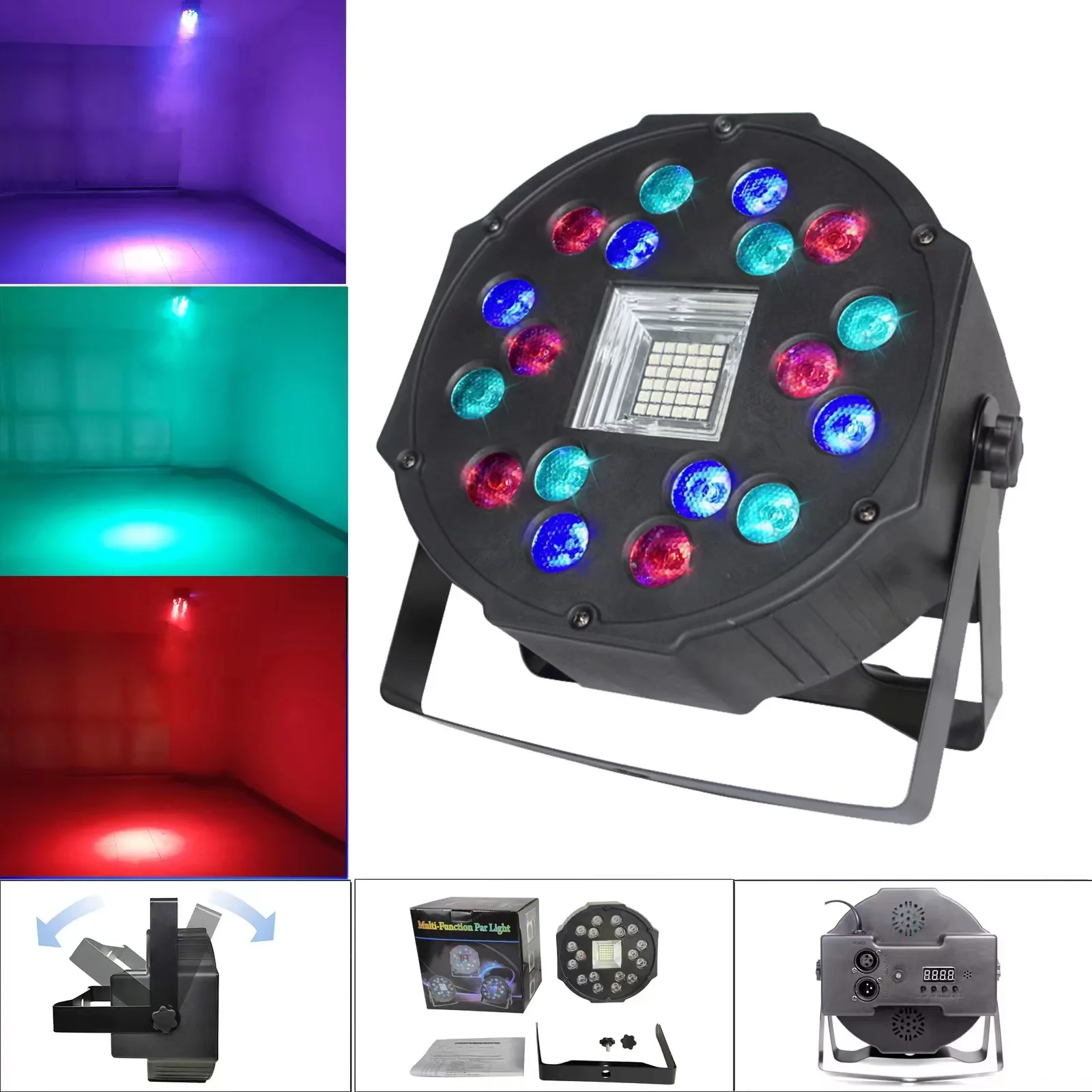 

DMX512 RGB LED Stage Par Light 18LEDs Sound Activated Uplighting for DJ Party Wedding Club Disco Events Christmas KTV Decoration
