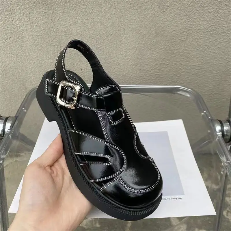 

Platform Chunky Heel Goth Sandals For Women Girls Roman Buckle Strap Block Chunky Heel 2024 New Summer Open Toe Casual Shoes