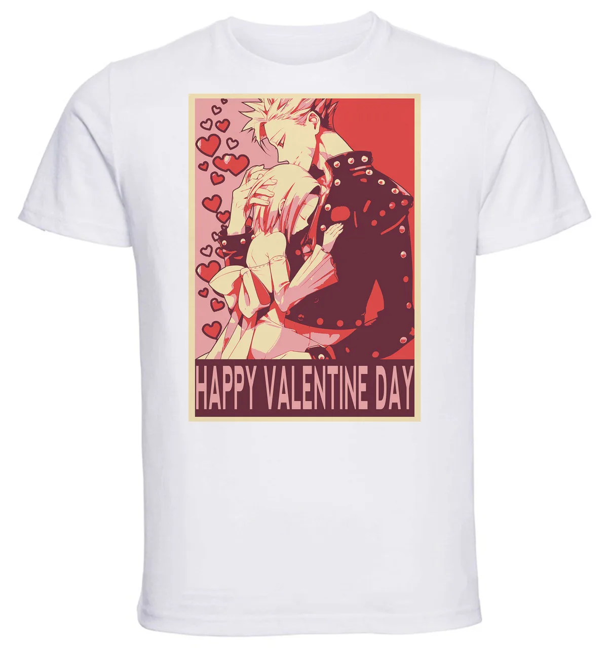 T-Shirt Unisex White Propaganda Valentine's Day - The Seven Deadly Sins - Ban & Elaine - Happy Valentine Day