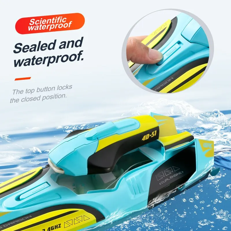 Barco de corrida sem fio elétrico de alta velocidade para crianças, barco RC, longa resistência, brinquedo modelo de água, S1