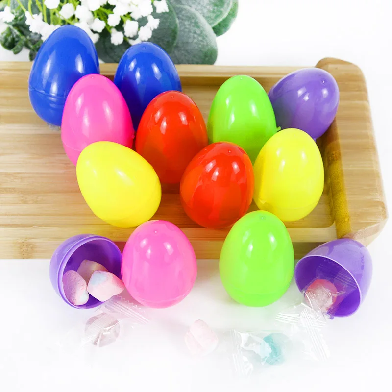 

12Pcs Fillable Easter Eggs Plastic Colorful Easter Eggs Easter Candies Chocolate Gift Toys Boxes Egg Shape Easter Party Decor