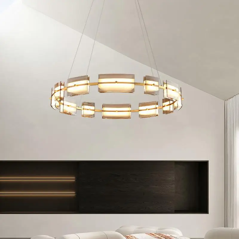 Postmodern, light luxury, living room, chandelier, new, simple