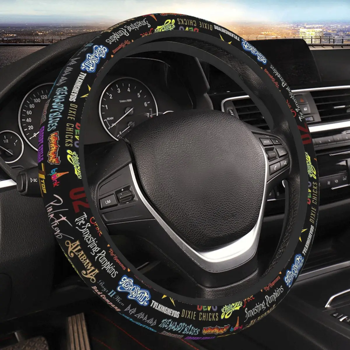 

Rock Bands Thickening Car Steering Wheel Cover 38cm Universal Suitable Car-styling Car Accessories