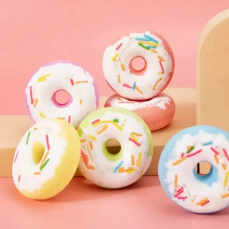 

Aromatherapy Donut Bath Bombs Natural Essential Oil Bubble Salt Balls Skin Softening Fizzy Bath Bombs for Home Spa Relaxation