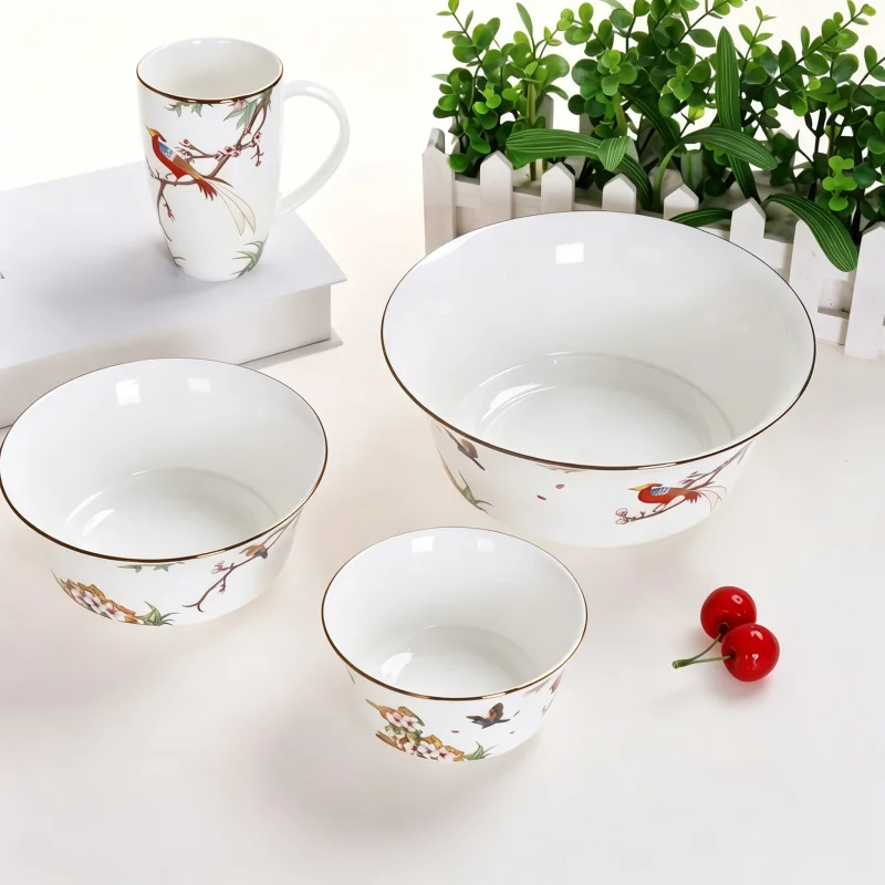 3pcs set, 4.5+6+8inch, bone china ramen bowl set, ceramic bowl for dinner kitchen, porcelain soup bowls for serving, mixing bowl