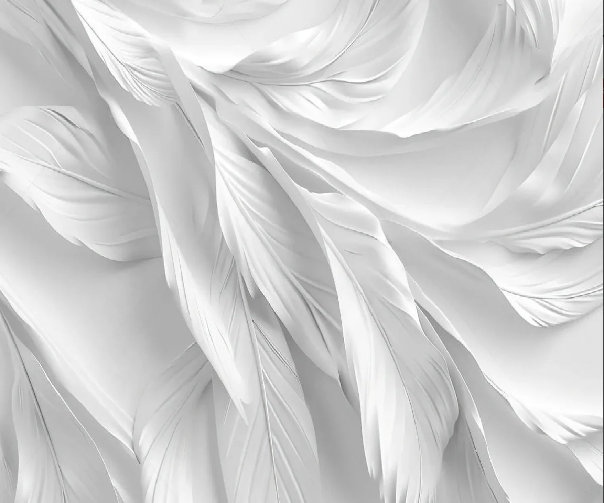 Customize wallpaper of any size Nordic 3D white feather wallpaper sofa hotel TV drama background decoration 3d wallpaper