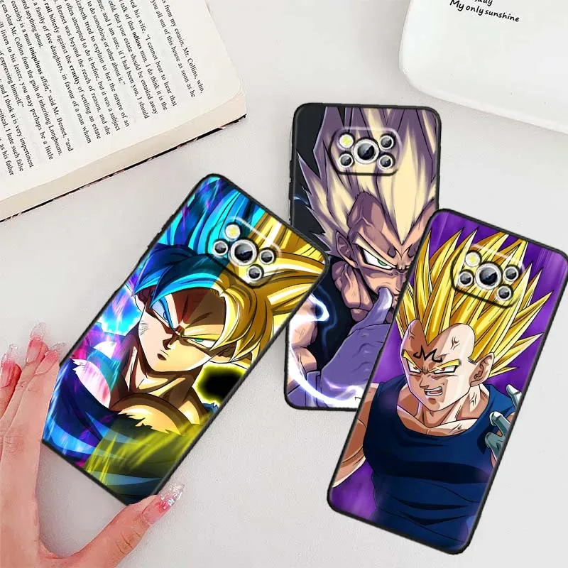 Funda negra Dragon Ball Vegeta Lightning para Xiaomi Mi Poco F3 F4 F5 F6 X3 X4 X5 X6 X7 M3 M4 M5 M6 M7 GT Pro 5G